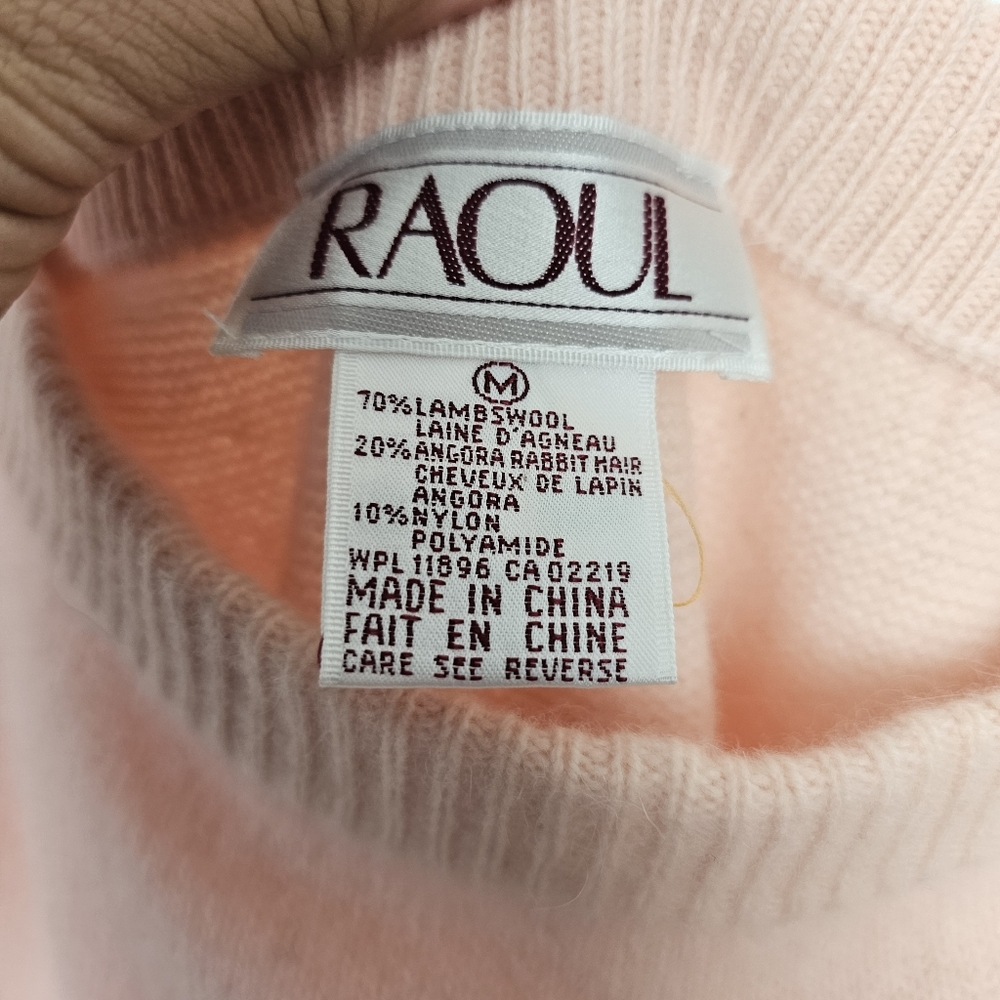 Vintage Raoul Peach Lambswool Angora Blend Midi Pencil Sweater Skirt Sz Medium - Picture 3 of 6